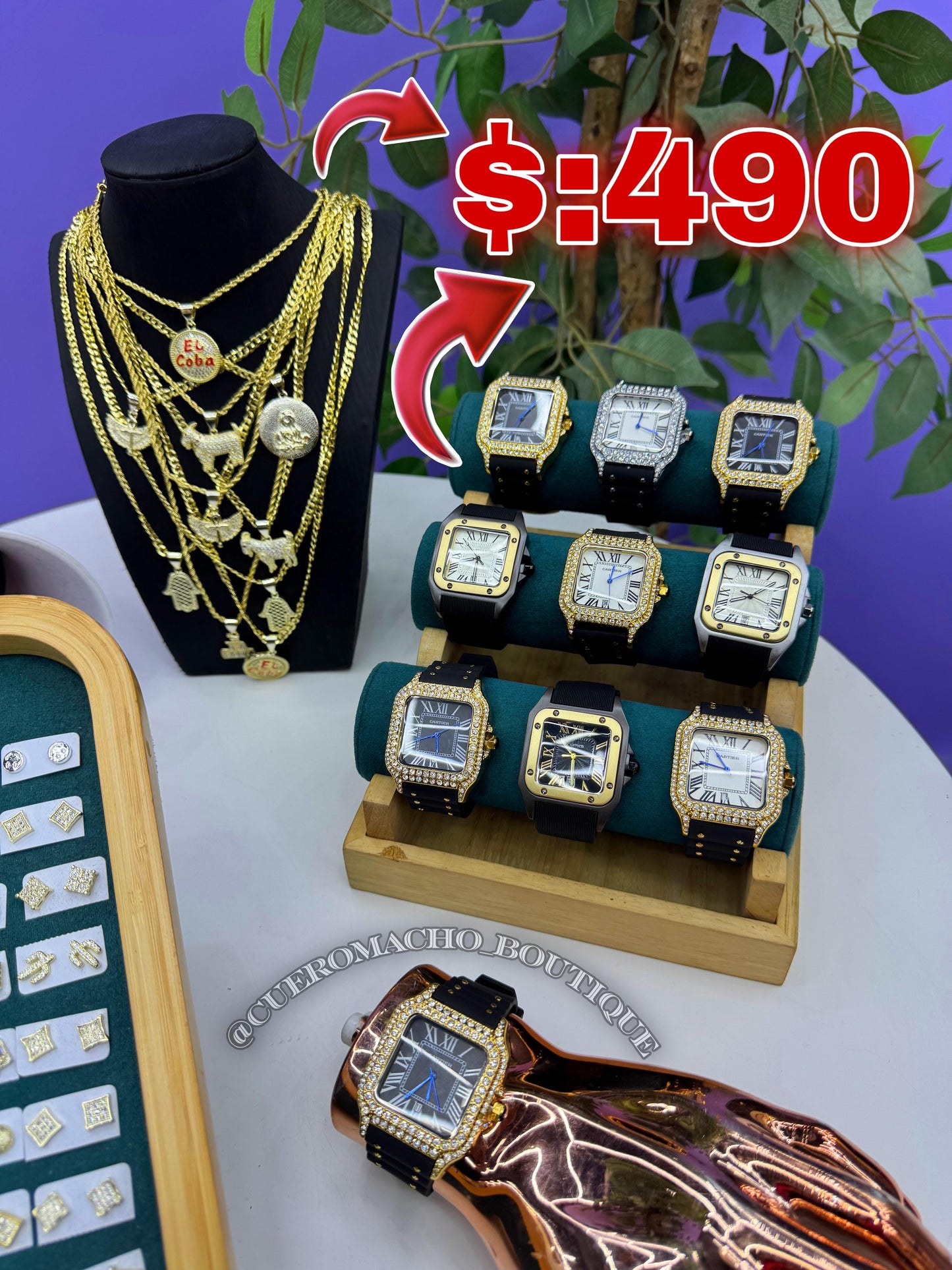 Cadenas,Reloj y Aretes