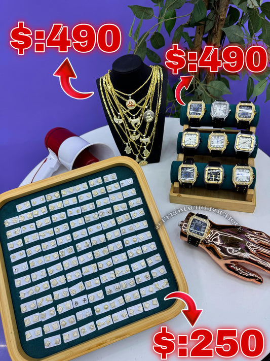 Cadenas,Reloj y Aretes